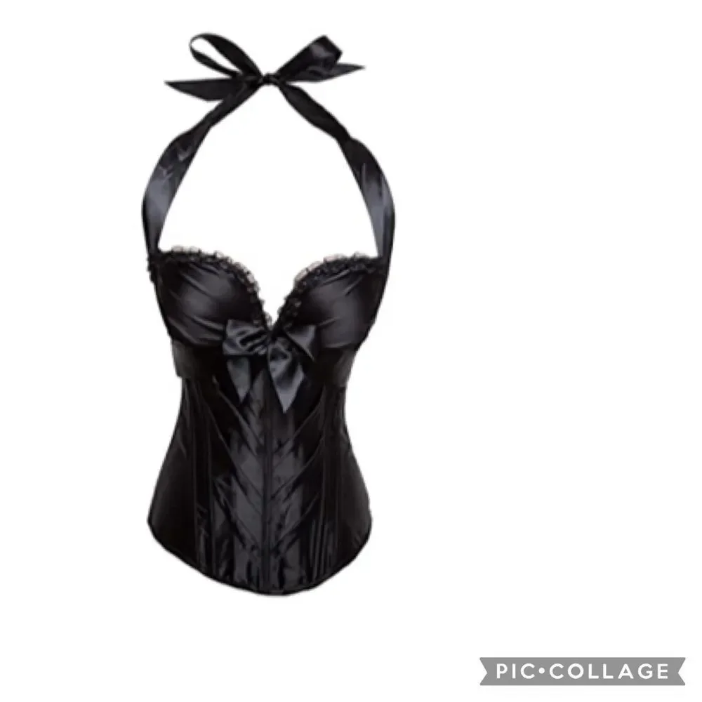 Black Lace Up Corset Waist Cincher M